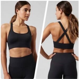 NWOT Athleta Black Sports Bra with Cross-Strap Design